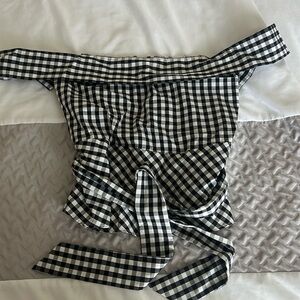 Plaid off the shoulder crop top